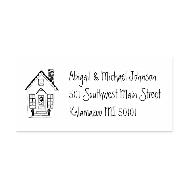 Cute HandDrawn House Name & Address Stamp Zazzle