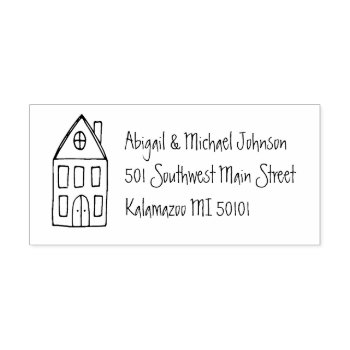 Cute Hand-drawn House Name & Address Stamp by teeloft at Zazzle