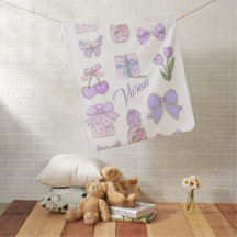 Cute hand drawn illustrations Girly style Purple