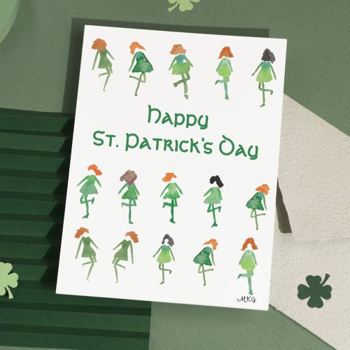 Cute Hand_Drawn Irish Dancers St Patricks Day Card