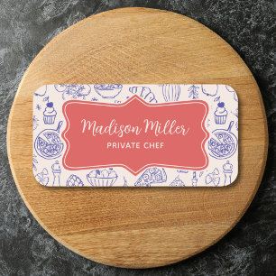 Cute Hand Drawn Italian Food Customized Name Tag