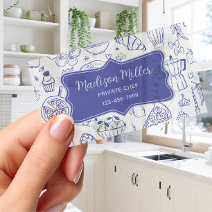 Cute Hand Drawn Italian Food Customized Plastic Clear Business Cards
