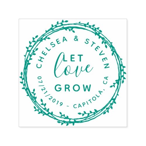 Cute Hand Drawn Let Love Grow Wedding Announcement Self_inking Stamp