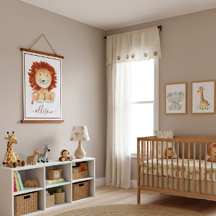 Cute hand drawn lion personalized kids hanging tapestry