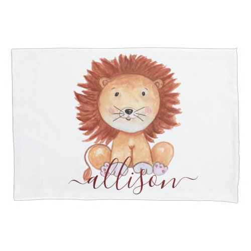 Cute hand drawn lion personalized kids  pillow case