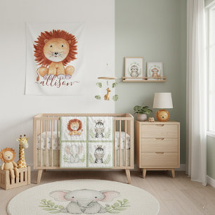 Cute hand drawn lion personalized kids  tapestry