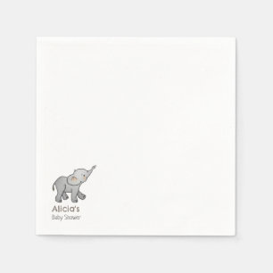 Cute Hand Drawn Little Elephant Baby Shower Napkins