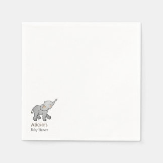 Cute Hand Drawn Little Elephant Baby Shower Napkins