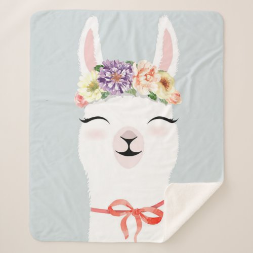 Cute Hand Drawn Llama  Gift For Hand Drawn Llama Sherpa Blanket