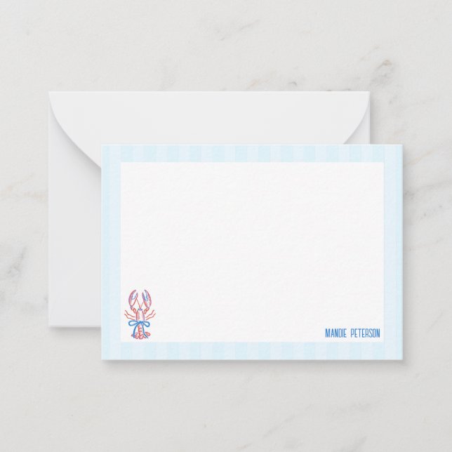 Cute Hand Drawn Lobster Note Card (Front)