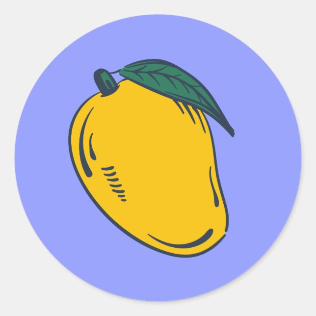 Cute Hand-drawn Mango Fruit Classic Round Sticker (Front)