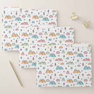 Cute Hand Drawn Mountain Scene Pattern File Folder