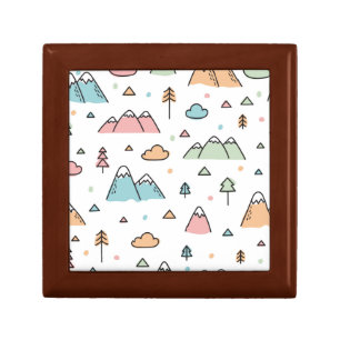 Cute Hand Drawn Mountain Scene Pattern Gift Box