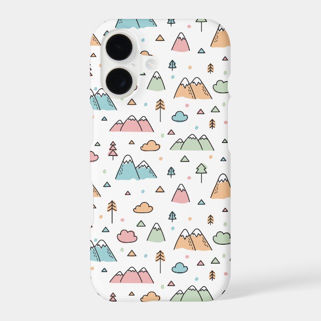 Cute Hand Drawn Mountain Scene Pattern Iphone Case (Back)