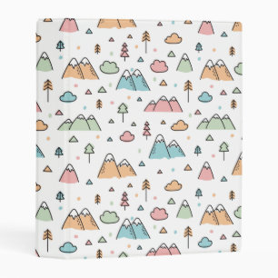 Cute Hand Drawn Mountain Scene Pattern Mini Binder