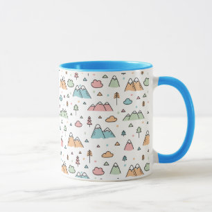 Cute Hand Drawn Mountain Scene Pattern Mug
