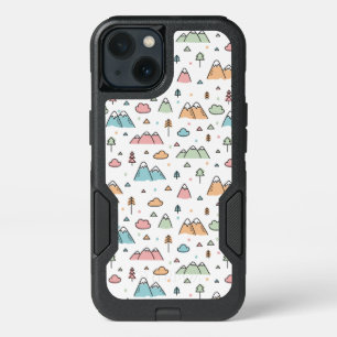 Cute Hand Drawn Mountain Scene Pattern iPhone 13 Case