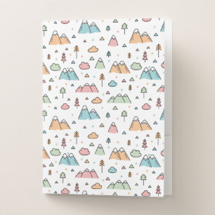 Cute Hand Drawn Mountain Scene Pattern Pocket Folder