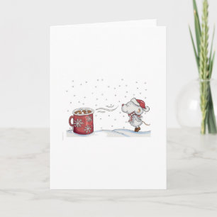 Cute hand drawn mouse design for Christmas Holiday Card
