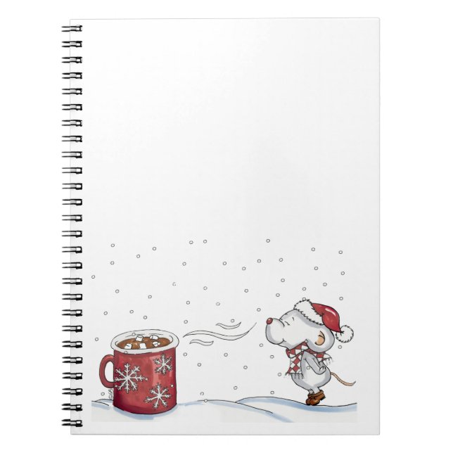 Cute hand drawn mouse design for Christmas Notebook (Front)