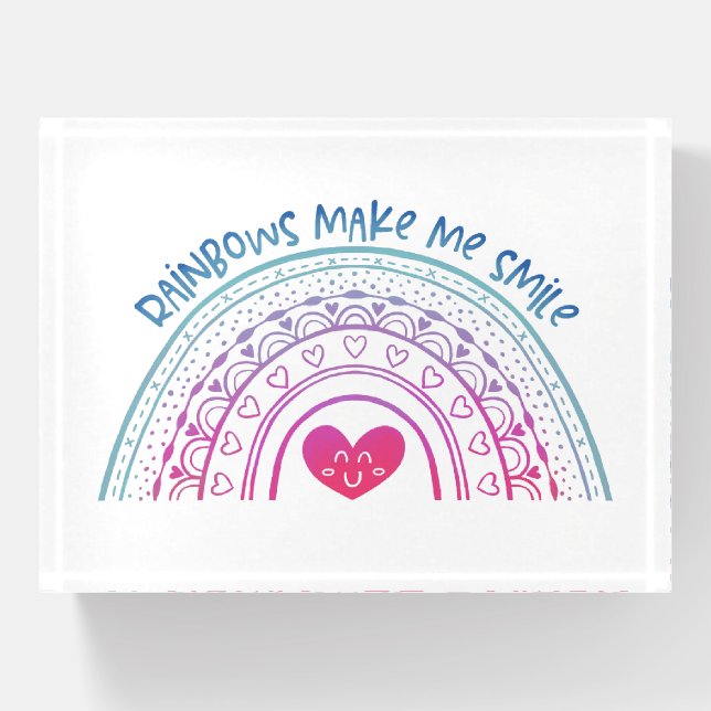 Cute Hand Drawn Ombre Rainbow Paperweight (Front)