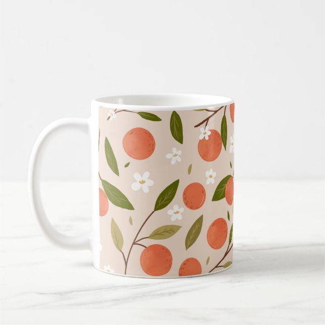 Cute Hand-drawn Orange Blossom Seamless Pattern Coffee Mug (Left)
