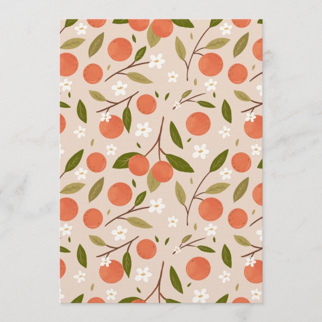 Cute Hand-drawn Orange Blossom Seamless Pattern Invitation (Front)