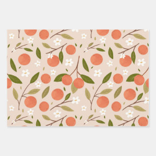 Cute Hand-drawn Orange Blossom Seamless Pattern Wrapping Paper Sheets
