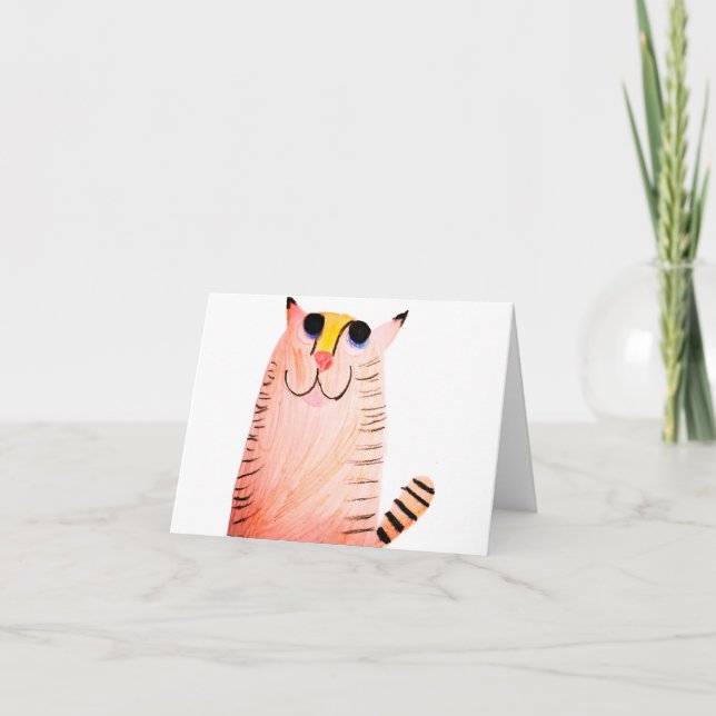 ​Cute Hand-Drawn Orange Tabby Cat Thank You Note Card (Front)