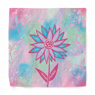 Cute Hand-drawn Pastel Flower Bandana