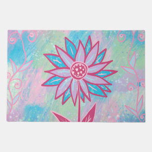 Cute Hand-drawn Pastel Flower Doormat