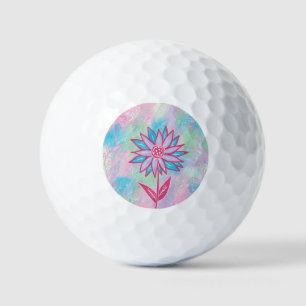 Cute Hand-drawn Pastel Flower Golf Balls