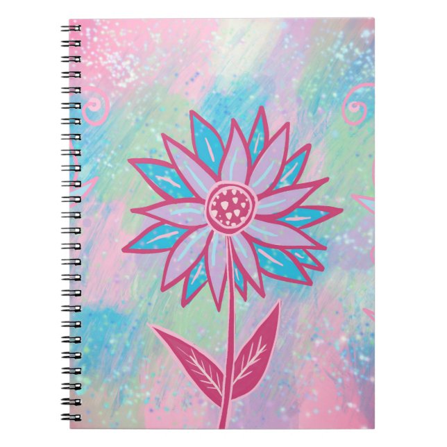 Cute Hand-drawn Pastel Flower Notebook (Front)