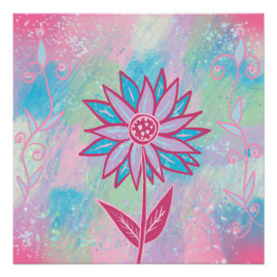 Cute Hand-drawn Pastel Flower Poster