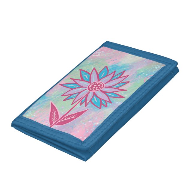 Cute Hand-drawn Pastel Flower Trifold Wallet (Bottom)