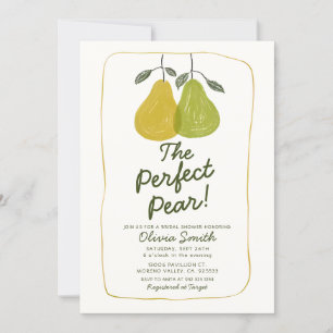 Cute Hand Drawn Perfect Pear Bridal Shower  Invitation