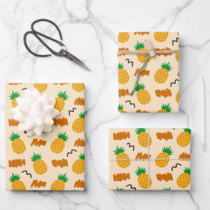 Cute Hand Drawn Pineapple Pattern Wrapping Paper Sheets