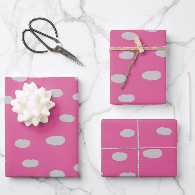 Cute Hand Drawn Polka Dot Pattern Wrapping Paper Sheets (Front)
