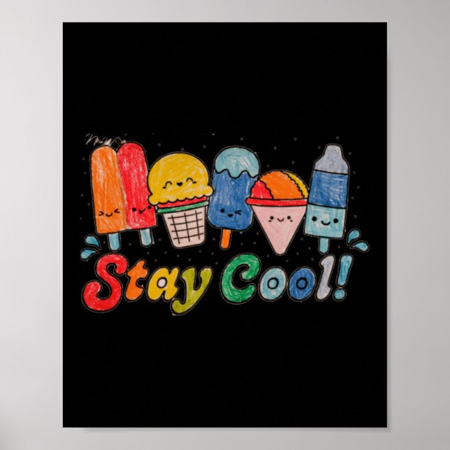 Cute Hand-Drawn Popsicle Characters For Kids Poster (Front)
