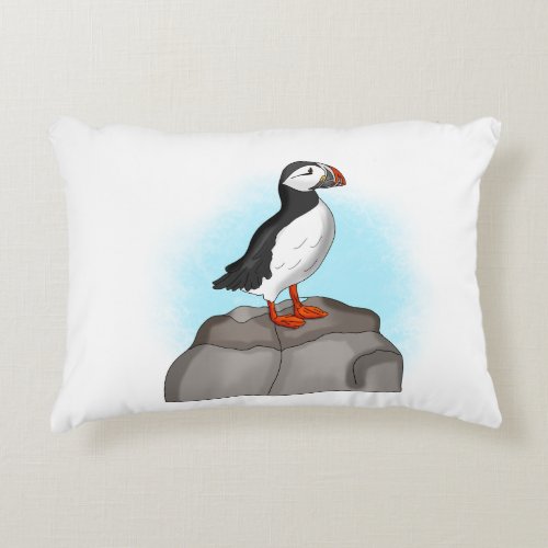 Cute Hand drawn Puffin Accent Pillow