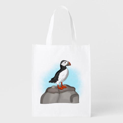 Cute Hand drawn Puffin Grocery Bag