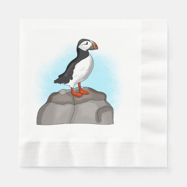 Cute Hand drawn Puffin Napkins (Front)