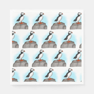 Cute Hand drawn Puffin Napkins