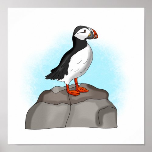 Cute Hand drawn Puffin Poster