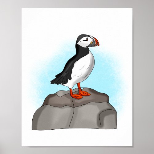 Cute Hand drawn Puffin Poster