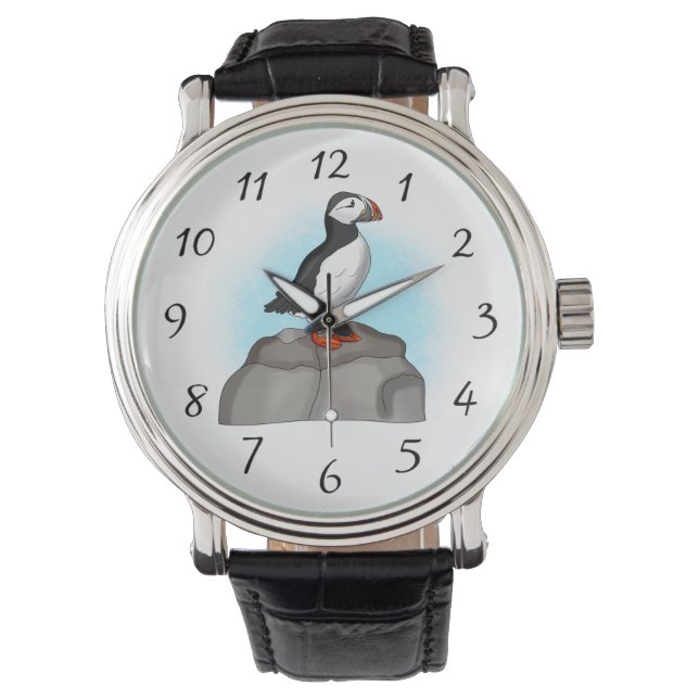 Cute Hand drawn Puffin Watch (Front)