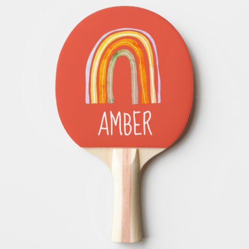 Cute hand drawn rainbow custom girls table tennis ping pong paddle