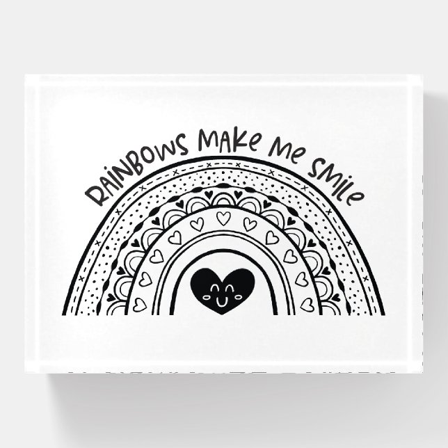 Cute Hand Drawn Rainbow Paperweight (Front)