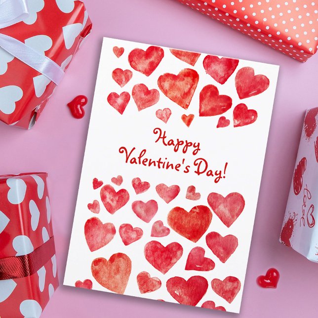 Cute Hand Drawn Red Hearts Happy Valentine's Day  Holiday Card (Creator Uploaded)