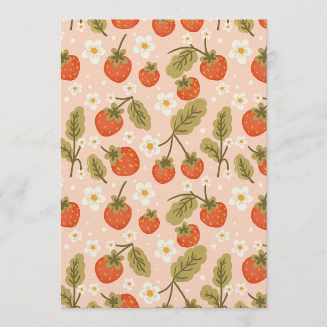 Cute Hand-drawn Red Strawberry Seamless Pattern Invitation (Front)